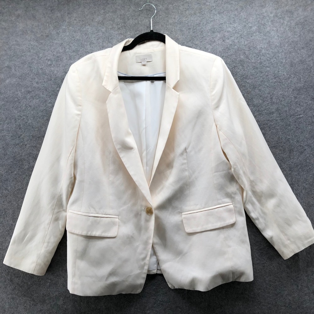 Loft Ivory Blazer Jacket Womens 18P One Button Formal Career Office Lightweight